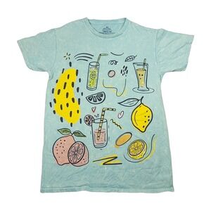 Unbranded Graphic Tee Men S Light Blue Excellent Fruit Drink Summer Short Sleeve